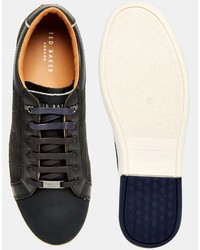 schwarze Leder niedrige Sneakers von Ted Baker