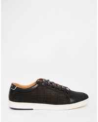 schwarze Leder niedrige Sneakers von Ted Baker