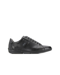 schwarze Leder niedrige Sneakers von BOSS HUGO BOSS