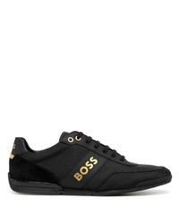 schwarze Leder niedrige Sneakers von BOSS