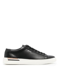 schwarze Leder niedrige Sneakers von BOSS