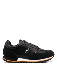 schwarze Leder niedrige Sneakers von BOSS