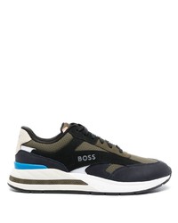 schwarze Leder niedrige Sneakers von BOSS