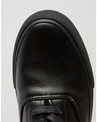 schwarze Leder niedrige Sneakers von Asos