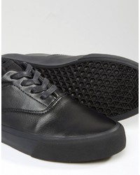 schwarze Leder niedrige Sneakers von Asos