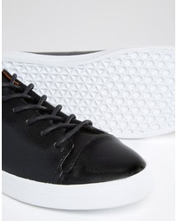 schwarze Leder niedrige Sneakers von Asos