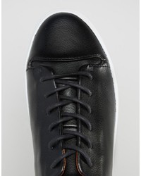 schwarze Leder niedrige Sneakers von Asos