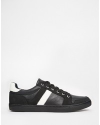 schwarze Leder niedrige Sneakers von Asos