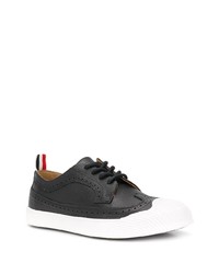 schwarze Leder niedrige Sneakers von Thom Browne