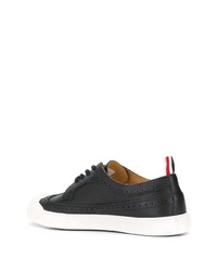 schwarze Leder niedrige Sneakers von Thom Browne