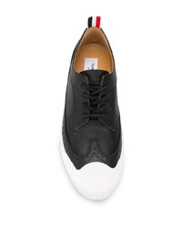 schwarze Leder niedrige Sneakers von Thom Browne