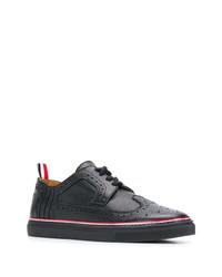 schwarze Leder niedrige Sneakers von Thom Browne