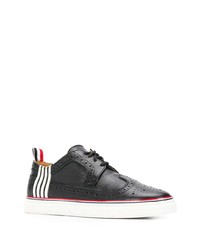 schwarze Leder niedrige Sneakers von Thom Browne