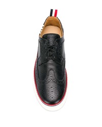 schwarze Leder niedrige Sneakers von Thom Browne