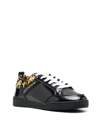 schwarze Leder niedrige Sneakers von VERSACE JEANS COUTURE