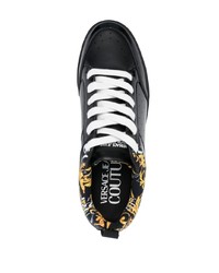 schwarze Leder niedrige Sneakers von VERSACE JEANS COUTURE