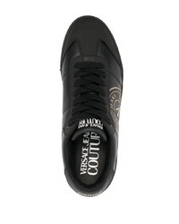 schwarze Leder niedrige Sneakers von VERSACE JEANS COUTURE