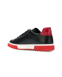 schwarze Leder niedrige Sneakers von Philipp Plein