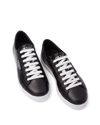 schwarze Leder niedrige Sneakers von Prada