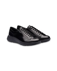 schwarze Leder niedrige Sneakers von Prada