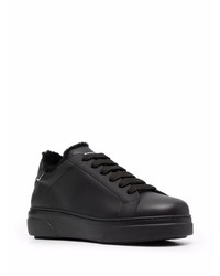 schwarze Leder niedrige Sneakers von DSQUARED2