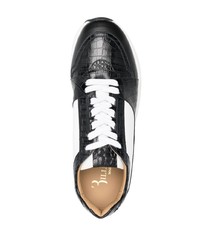 schwarze Leder niedrige Sneakers von Billionaire