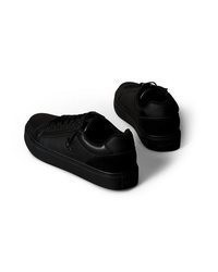 schwarze Leder niedrige Sneakers von Calvin Klein Jeans
