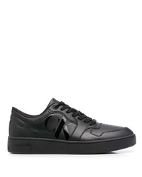 schwarze Leder niedrige Sneakers von Calvin Klein