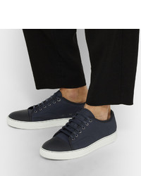 schwarze Leder niedrige Sneakers von Lanvin