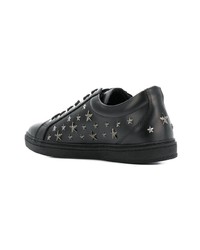 schwarze Leder niedrige Sneakers von Jimmy Choo