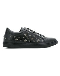 schwarze Leder niedrige Sneakers von Jimmy Choo