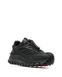 schwarze Leder niedrige Sneakers von Moncler