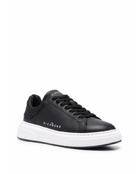 schwarze Leder niedrige Sneakers von John Richmond