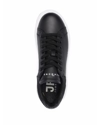 schwarze Leder niedrige Sneakers von John Richmond