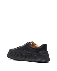 schwarze Leder niedrige Sneakers von Jil Sander