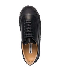 schwarze Leder niedrige Sneakers von Jil Sander