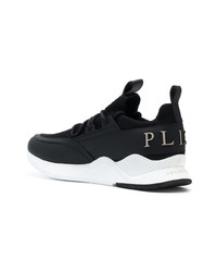 schwarze Leder niedrige Sneakers von Philipp Plein