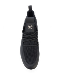 schwarze Leder niedrige Sneakers von Philipp Plein