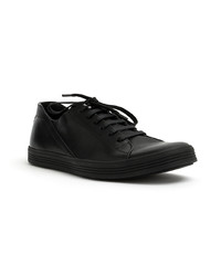 schwarze Leder niedrige Sneakers von Rick Owens