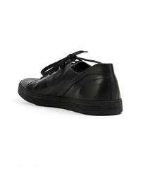 schwarze Leder niedrige Sneakers von Rick Owens