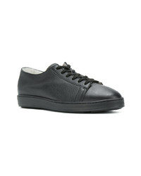 schwarze Leder niedrige Sneakers von Santoni