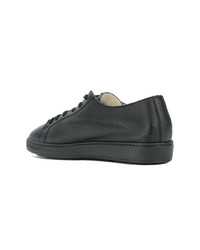 schwarze Leder niedrige Sneakers von Santoni