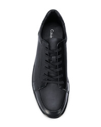 schwarze Leder niedrige Sneakers von Calvin Klein 205W39nyc