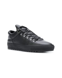 schwarze Leder niedrige Sneakers von Filling Pieces