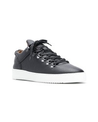 schwarze Leder niedrige Sneakers von Filling Pieces