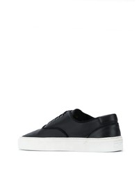 schwarze Leder niedrige Sneakers von Saint Laurent