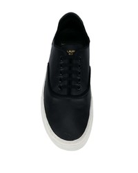 schwarze Leder niedrige Sneakers von Saint Laurent