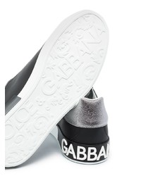 schwarze Leder niedrige Sneakers von Dolce & Gabbana