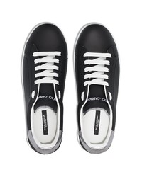 schwarze Leder niedrige Sneakers von Dolce & Gabbana