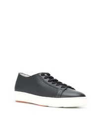 schwarze Leder niedrige Sneakers von Santoni